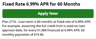 Fixed Rate 6.99% APR for 60 Months - Apply Now