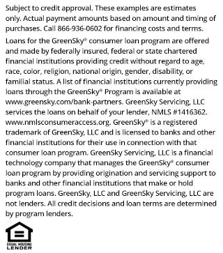 GreenSky financing disclaimer